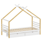 Casa si Gradina - Mobilier - Mobilier copii - Patuturi copii - Pat Montessori, alb/maro, 90x200, TARA - Infinity.ro