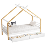 Casa si Gradina - Mobilier - Mobilier copii - Patuturi copii - Pat Montessori, alb/maro, 90x200, TARA - Infinity.ro