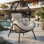 Casa si Gradina - Gradina si terasa - Mobilier exterior - Scaune si sezlonguri gradina - Fotoliu de gradina, alb-Ivory/negru, NEO - Infinity.ro