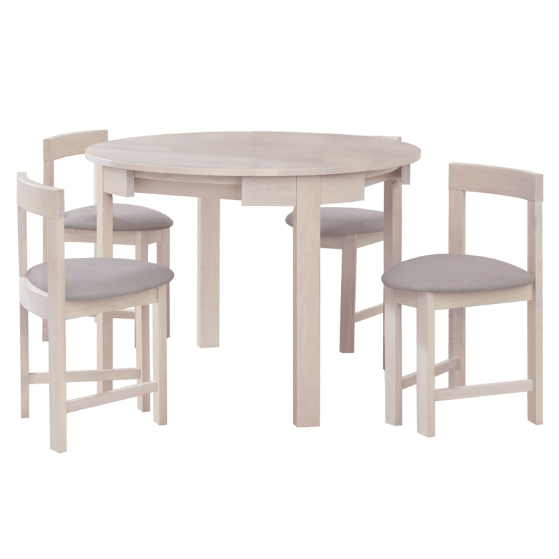 Casa si Gradina - Mobilier - Seturi de mobilier - Seturi mese si scaune - Set de sufragerie 1+4, lemn masiv, alb model lemn /gri-bej, DOMIO - Infinity.ro