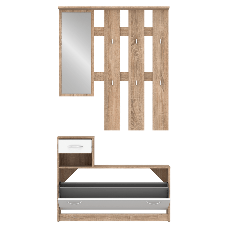 Casa si Gradina - Mobilier - Dulapuri si sifoniere - Dulapuri - Setul pentru hol, stejar sonoma/alb, VIRA-MECKI NEW - Infinity.ro