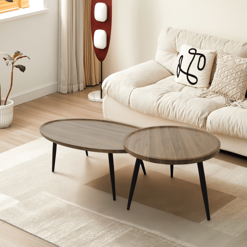 Casa si Gradina - Mobilier - Mese si birouri - Masute de cafea - Masute de cafea, set de 2 buc., stejar/negru, SILVIO - Infinity.ro