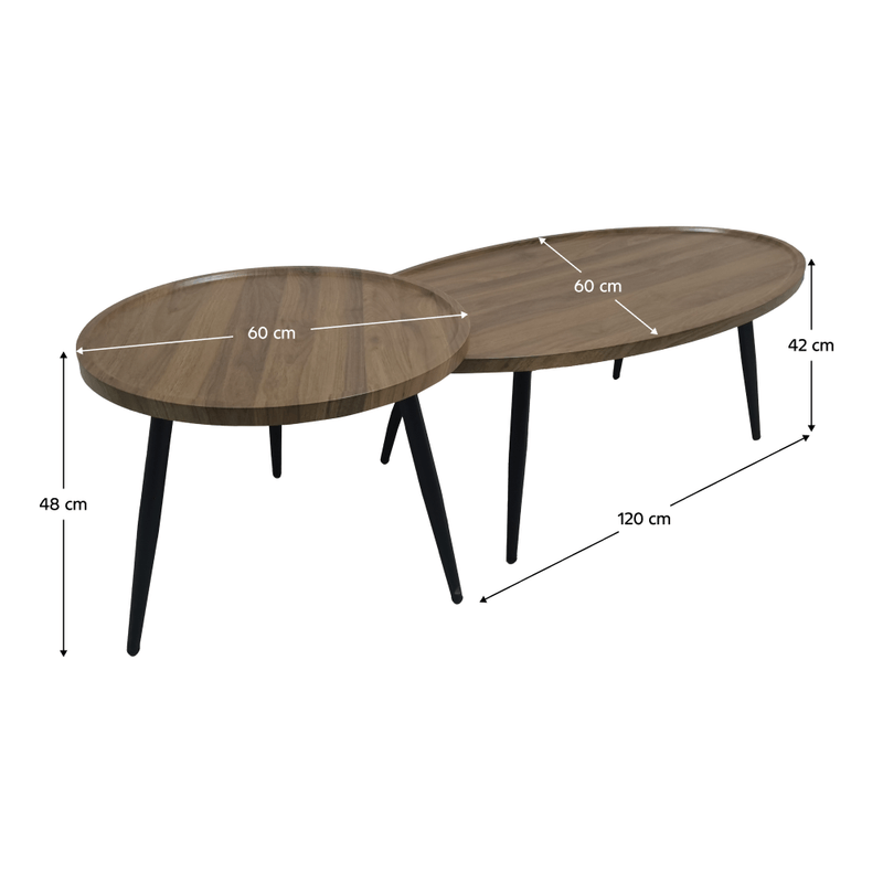 Casa si Gradina - Mobilier - Mese si birouri - Masute de cafea - Masute de cafea, set de 2 buc., stejar/negru, SILVIO - Infinity.ro
