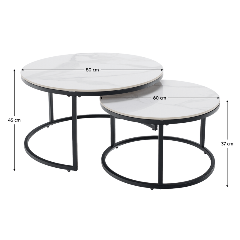 Casa si Gradina - Mobilier - Mese si birouri - Masute de cafea - Masute de cafea, set de 2, marmura alba/negru, LASTRO NEW - Infinity.ro
