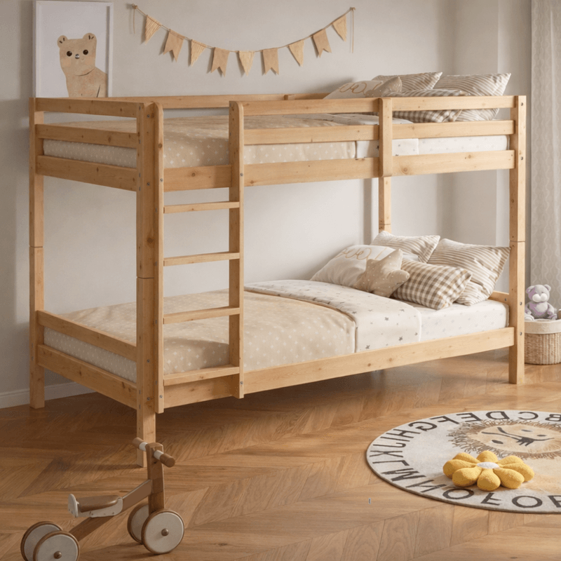 Casa si Gradina - Mobilier - Mobilier copii - Patuturi copii - Pat supraetajat, 90x200, lemn masiv, natural, INEZA - Infinity.ro