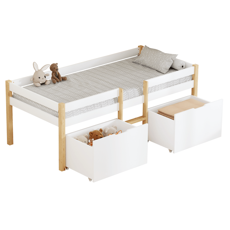 Casa si Gradina - Mobilier - Mobilier copii - Patuturi copii - Pat cu spatiu de depozitare, 90x200, stejar/alb, JUNA - Infinity.ro