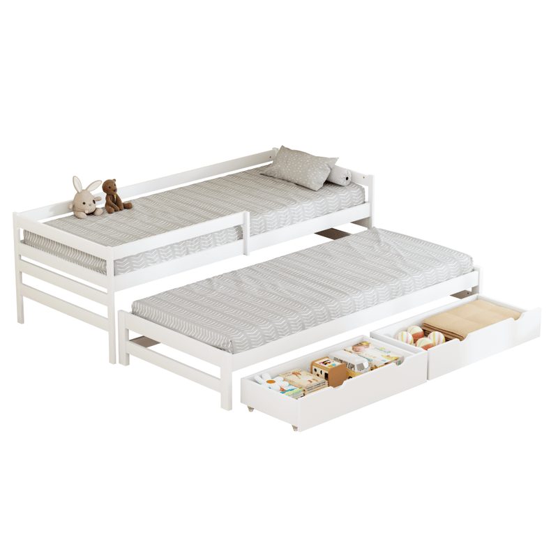 Casa si Gradina - Mobilier - Mobilier copii - Patuturi copii - Pat cu pat suplimentar si spatiu de depozitare, 90x200, alb, ELARA - Infinity.ro