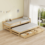 Casa si Gradina - Mobilier - Mobilier copii - Patuturi copii - Pat cu pat suplimentar si spatiu de depozitare, 90x200, natural, ELARA - Infinity.ro