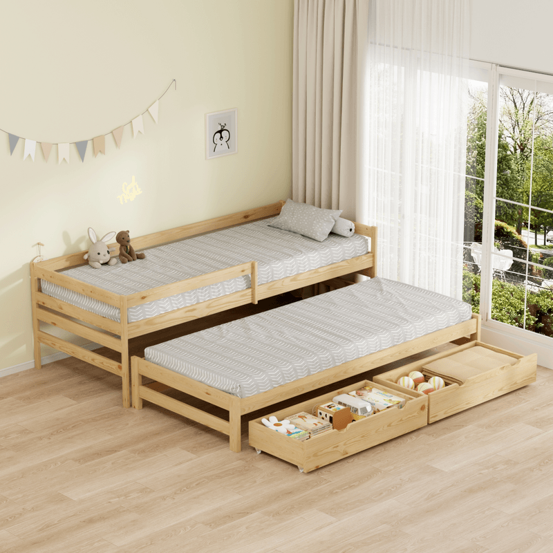 Casa si Gradina - Mobilier - Mobilier copii - Patuturi copii - Pat cu pat suplimentar si spatiu de depozitare, 90x200, natural, ELARA - Infinity.ro
