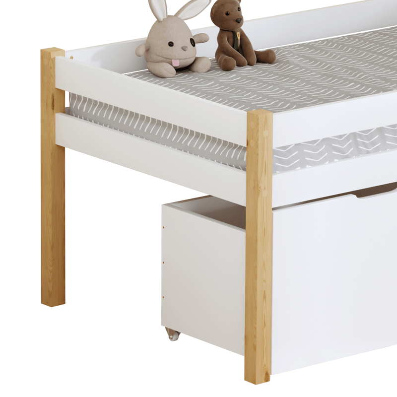 Casa si Gradina - Mobilier - Mobilier copii - Patuturi copii - Pat cu spatiu de depozitare, 90x200, stejar/alb, JUNA - Infinity.ro