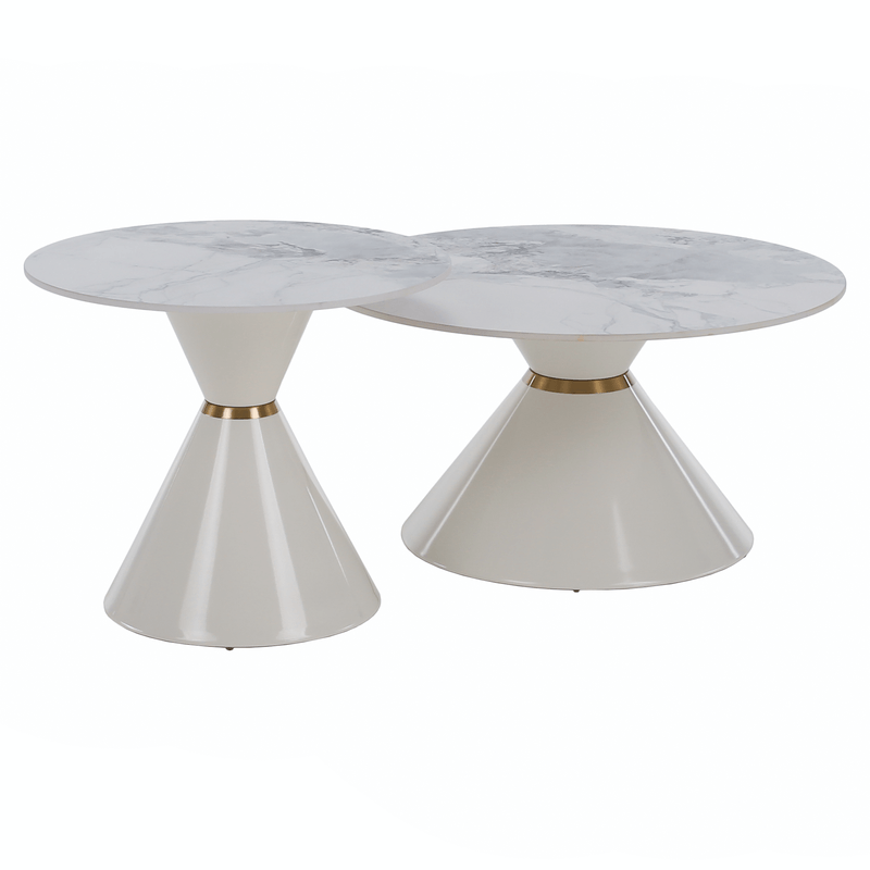 Casa si Gradina - Mobilier - Mese si birouri - Masute de cafea - Masute de cafea, set de 2, marmura alba/alba/auriu, metal, MABUZ NEW - Infinity.ro
