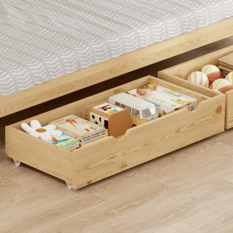 Casa si Gradina - Mobilier - Mobilier copii - Patuturi copii - Pat cu pat suplimentar si spatiu de depozitare, 90x200, natural, ELARA - Infinity.ro