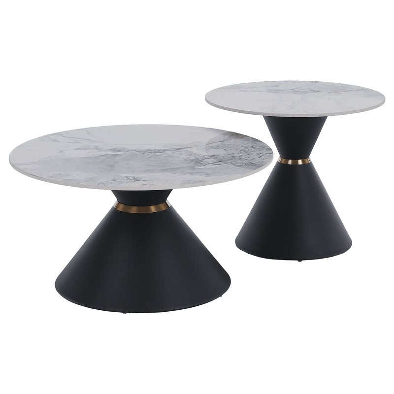 Casa si Gradina - Mobilier - Mese si birouri - Masute de cafea - Masute de cafea, set de 2 bucati, marmura/negru/auriu, metal, MABUZ NEW - Infinity.ro