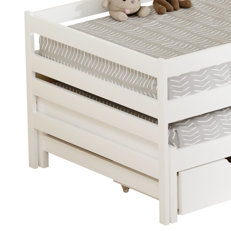 Casa si Gradina - Mobilier - Mobilier copii - Patuturi copii - Pat cu pat suplimentar si spatiu de depozitare, 90x200, alb, ELARA - Infinity.ro