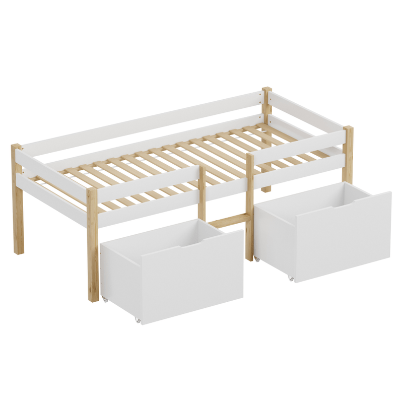Casa si Gradina - Mobilier - Mobilier copii - Patuturi copii - Pat cu spatiu de depozitare, 90x200, stejar/alb, JUNA - Infinity.ro