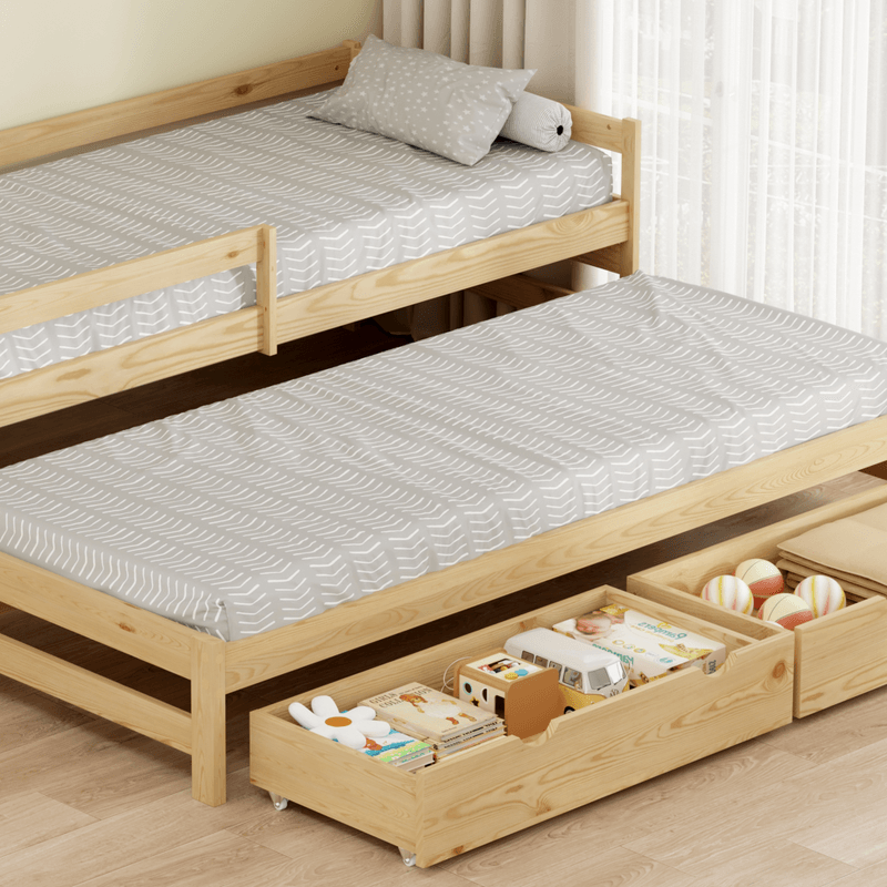 Casa si Gradina - Mobilier - Mobilier copii - Patuturi copii - Pat cu pat suplimentar si spatiu de depozitare, 90x200, natural, ELARA - Infinity.ro