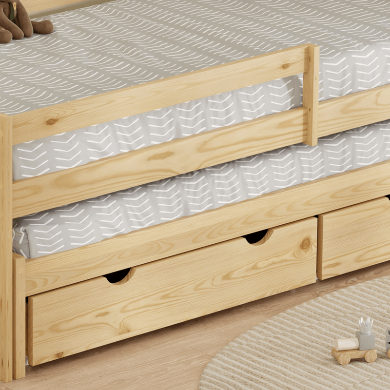 Casa si Gradina - Mobilier - Mobilier copii - Patuturi copii - Pat cu pat suplimentar si spatiu de depozitare, 90x200, natural, ELARA - Infinity.ro