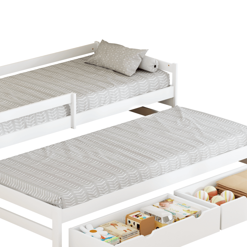 Casa si Gradina - Mobilier - Mobilier copii - Patuturi copii - Pat cu pat suplimentar si spatiu de depozitare, 90x200, alb, ELARA - Infinity.ro