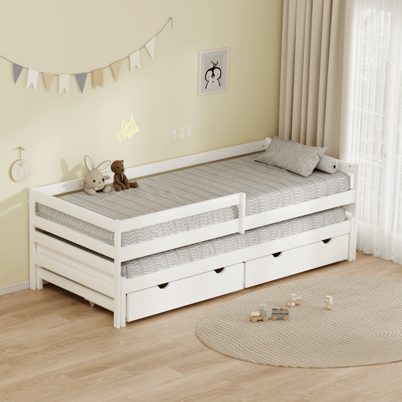 Casa si Gradina - Mobilier - Mobilier copii - Patuturi copii - Pat cu pat suplimentar si spatiu de depozitare, 90x200, alb, ELARA - Infinity.ro