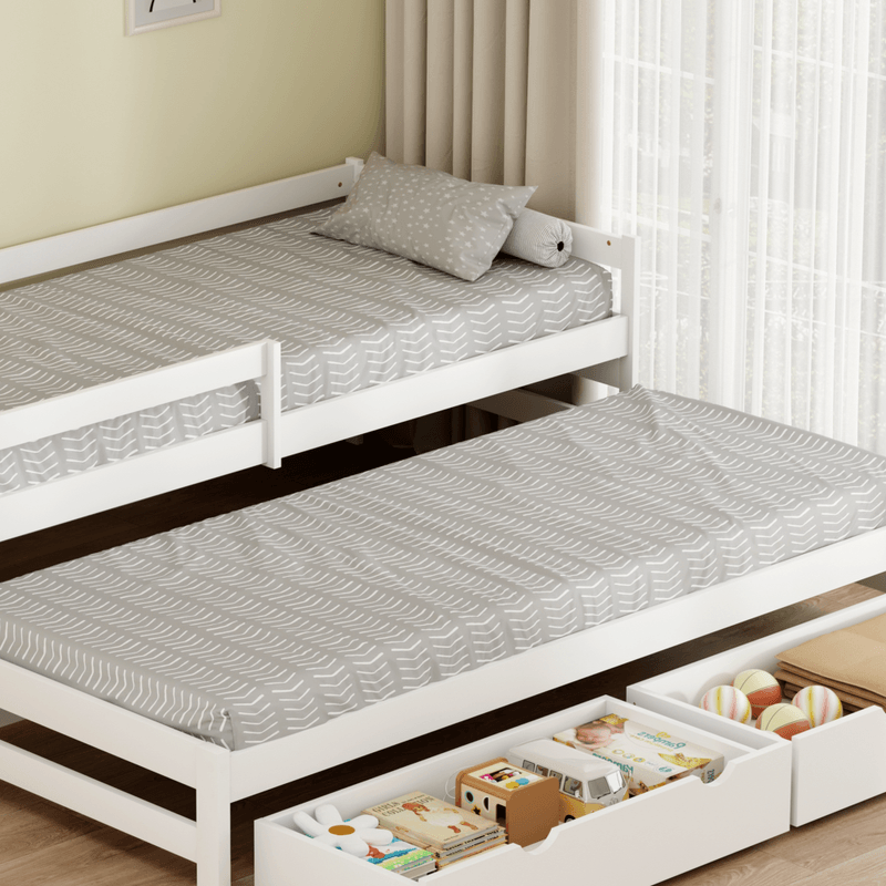 Casa si Gradina - Mobilier - Mobilier copii - Patuturi copii - Pat cu pat suplimentar si spatiu de depozitare, 90x200, alb, ELARA - Infinity.ro