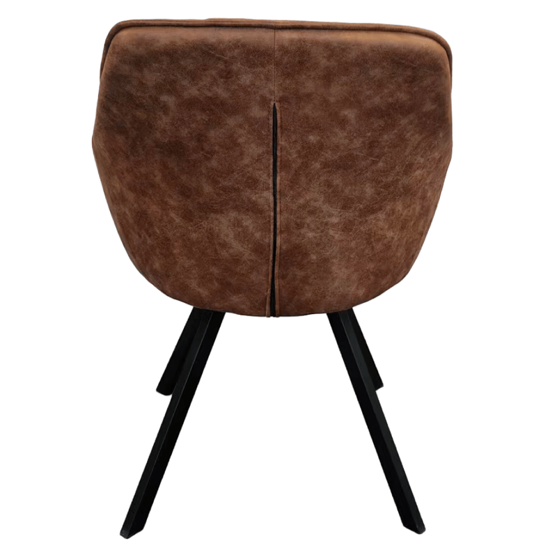 Casa si Gradina - Mobilier - Scaune si fotolii - Scaune - Fotoliu pentru sufragerie pivotant, tesatura cu efect de piele periata maro inchis, SAMANTA - Infinity.ro