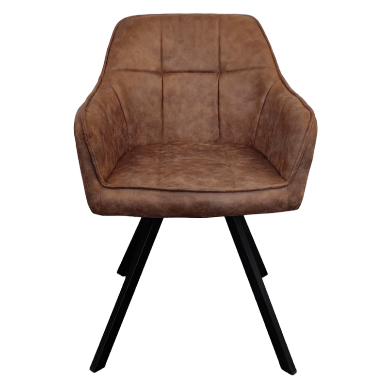 Casa si Gradina - Mobilier - Scaune si fotolii - Scaune - Fotoliu pentru sufragerie pivotant, tesatura cu efect de piele periata maro inchis, SAMANTA - Infinity.ro