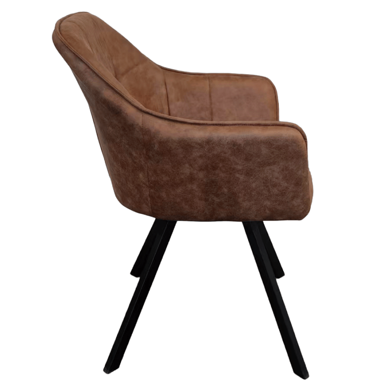 Casa si Gradina - Mobilier - Scaune si fotolii - Scaune - Fotoliu pentru sufragerie pivotant, tesatura cu efect de piele periata maro inchis, SAMANTA - Infinity.ro