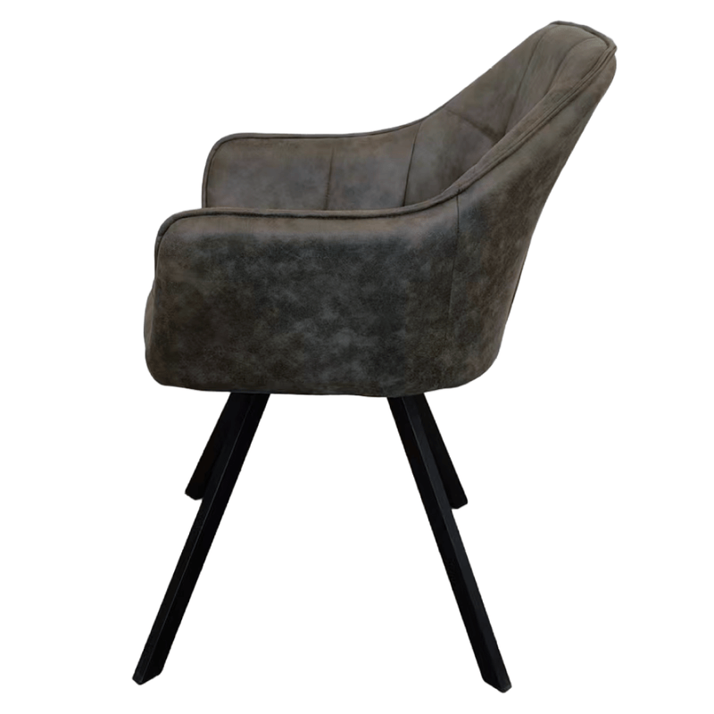 Casa si Gradina - Mobilier - Scaune si fotolii - Scaune - Fotoliu pentru sufragerie pivotant, tesatura cu efect de piele periata verde, SAMANTA - Infinity.ro