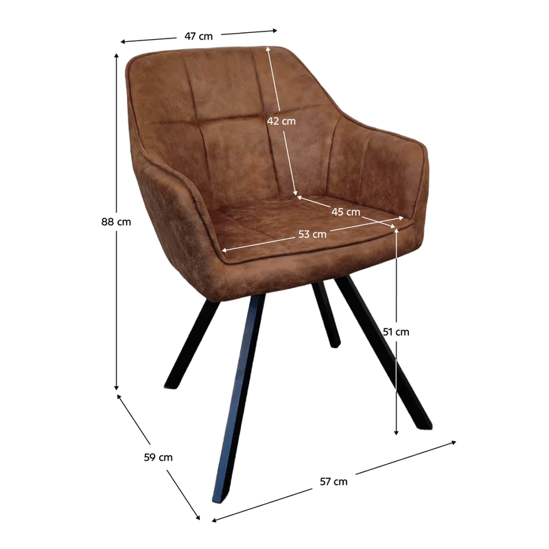 Casa si Gradina - Mobilier - Scaune si fotolii - Scaune - Fotoliu pentru sufragerie pivotant, tesatura cu efect de piele periata maro inchis, SAMANTA - Infinity.ro