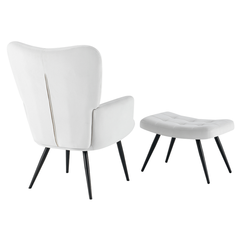 Casa si Gradina - Mobilier - Scaune si fotolii - Fotolii - Fotoliu cu suport pentru picioare, gri deschis tesatura Velvet/negru, HABEN - Infinity.ro