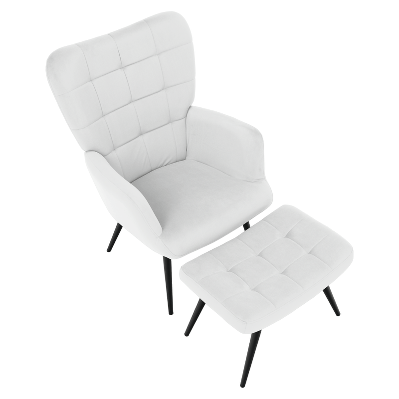 Casa si Gradina - Mobilier - Scaune si fotolii - Fotolii - Fotoliu cu suport pentru picioare, gri deschis tesatura Velvet/negru, HABEN - Infinity.ro
