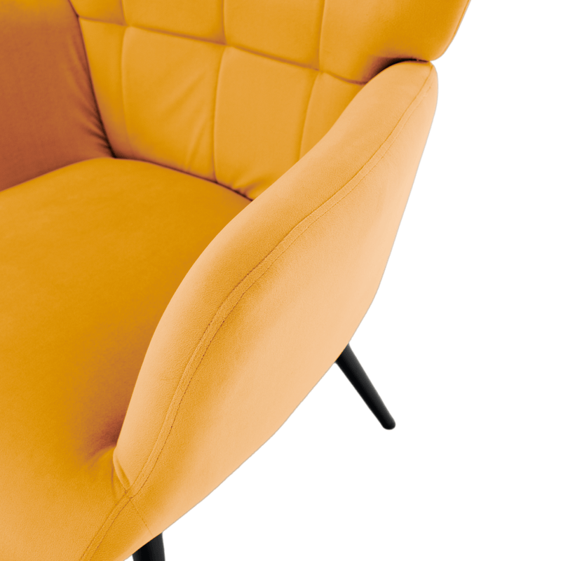 Casa si Gradina - Mobilier - Scaune si fotolii - Fotolii - Fotoliu cu suport pentru picioare, galben tesatura Velvet/negru, HABEN - Infinity.ro