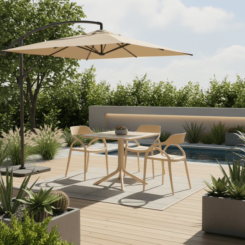 Casa si Gradina - Gradina si terasa - Mobilier exterior - Mese gradina - Masa de gradina, gri-maro Taupe, DENTON NEW - Infinity.ro
