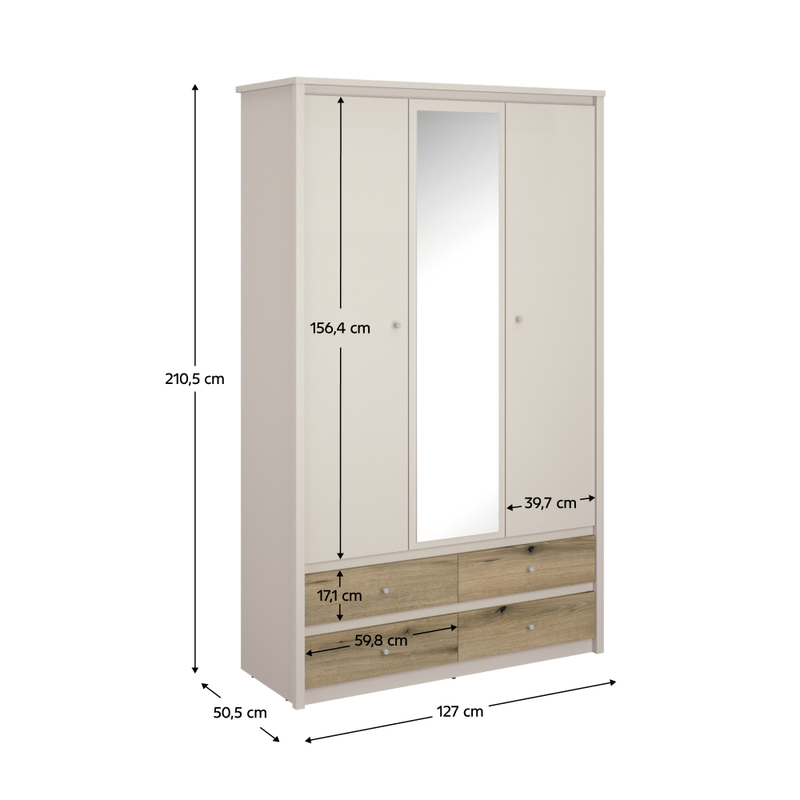 Casa si Gradina - Mobilier - Dulapuri si sifoniere - Dulapuri - Dulap cu oglinda, casmir/stejar evoke, KAROS 3D4S - Infinity.ro