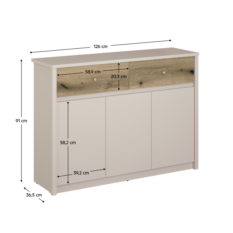 Casa si Gradina - Mobilier - Comode si corpuri - Comode - Comoda, casmir/stejar evoke, KAROS 3D2S - Infinity.ro
