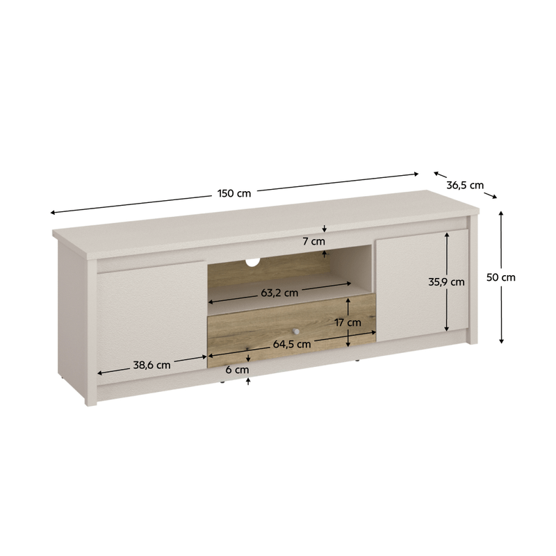 Casa si Gradina - Mobilier - Comode si corpuri - Comode - Masuta TV, casmir/stejar evoke, KAROS 2D1S - Infinity.ro