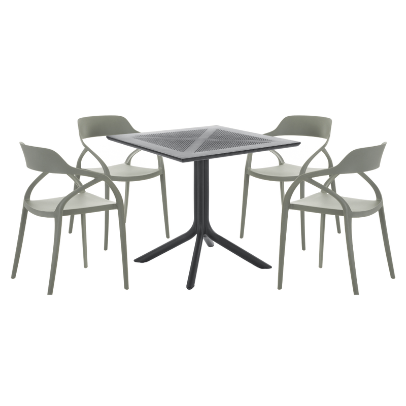 Casa si Gradina - Gradina si terasa - Mobilier exterior - Scaune si sezlonguri gradina - Scaun stivuibil, gri, ALFIO - Infinity.ro