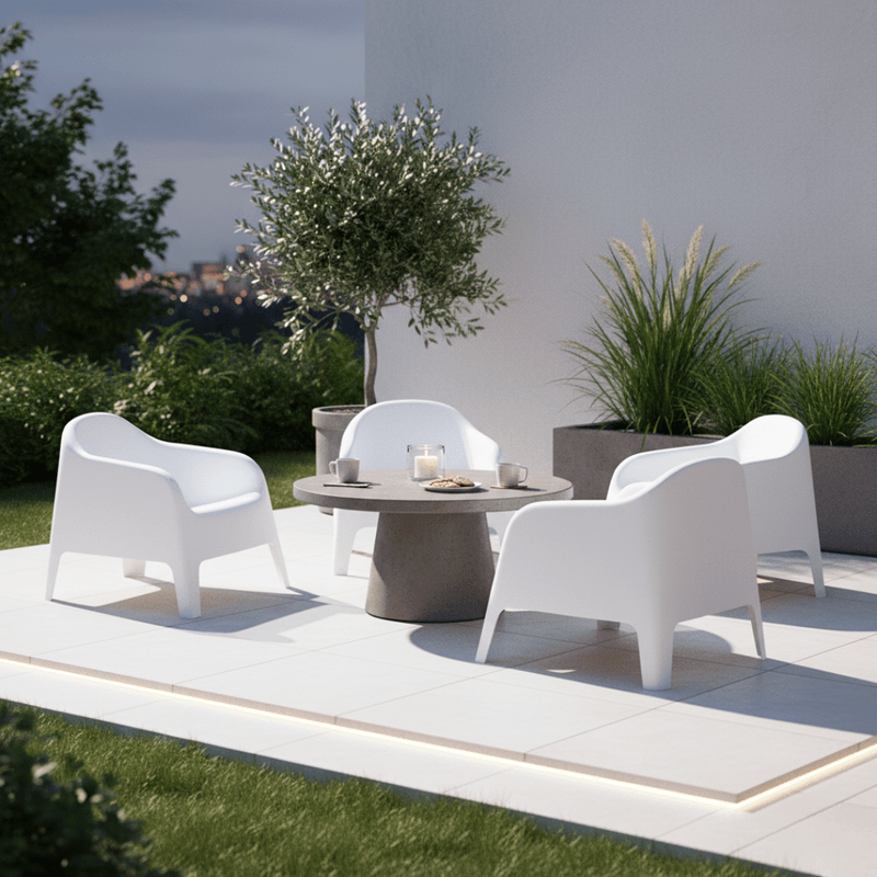 Casa si Gradina - Gradina si terasa - Mobilier exterior - Scaune si sezlonguri gradina - Scaun stivuibil, alb, plastic, SOKRA NEW - Infinity.ro