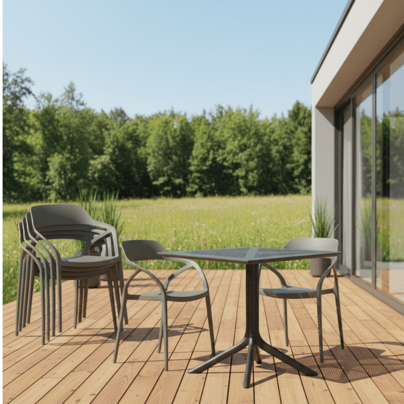 Casa si Gradina - Gradina si terasa - Mobilier exterior - Scaune si sezlonguri gradina - Scaun stivuibil, gri, ALFIO - Infinity.ro