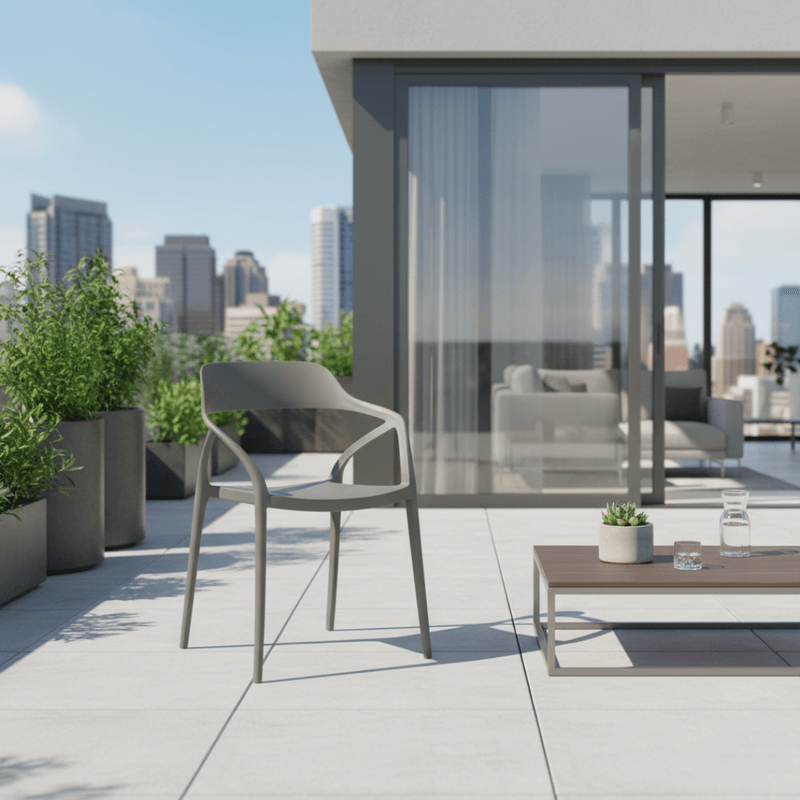 Casa si Gradina - Gradina si terasa - Mobilier exterior - Scaune si sezlonguri gradina - Scaun stivuibil, gri, ALFIO - Infinity.ro
