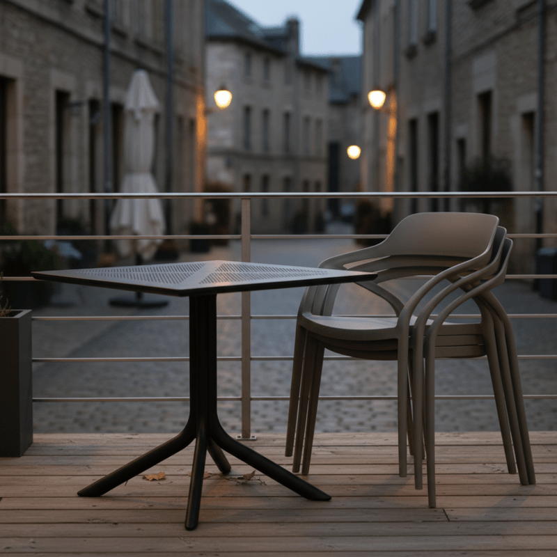 Casa si Gradina - Gradina si terasa - Mobilier exterior - Scaune si sezlonguri gradina - Scaun stivuibil, gri, ALFIO - Infinity.ro