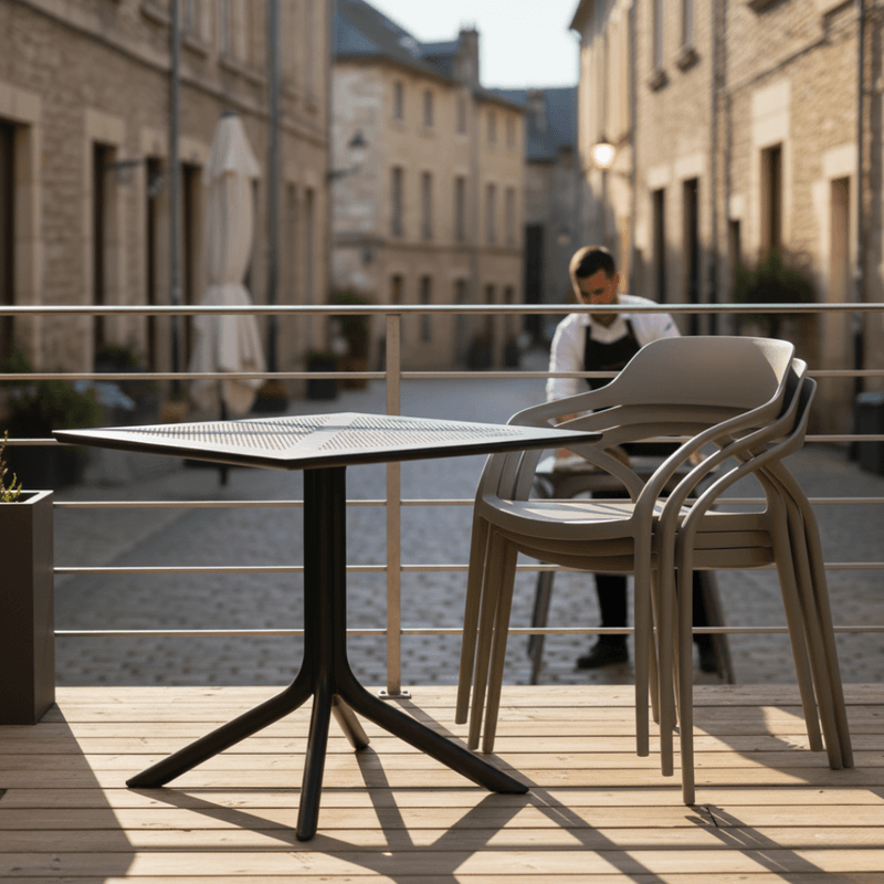 Casa si Gradina - Gradina si terasa - Mobilier exterior - Scaune si sezlonguri gradina - Scaun stivuibil, gri, ALFIO - Infinity.ro