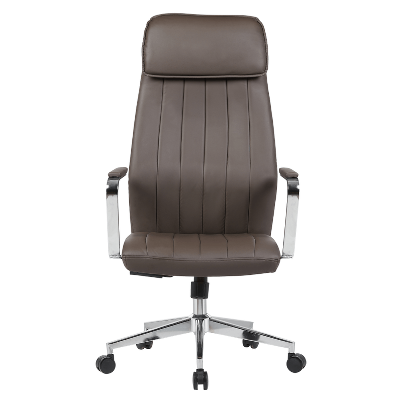 Casa si Gradina - Mobilier - Scaune si fotolii - Scaune - Fotoliu de birou, piele ecologica gri-maro/crom, capacitate incarcare 150 kg, ELADIO - Infinity.ro