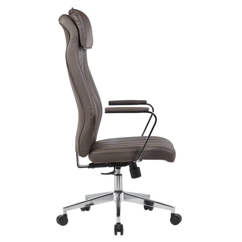 Casa si Gradina - Mobilier - Scaune si fotolii - Scaune - Fotoliu de birou, piele ecologica gri-maro/crom, capacitate incarcare 150 kg, ELADIO - Infinity.ro