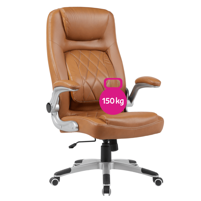 Casa si Gradina - Mobilier - Scaune si fotolii - Scaune - Fotoliu de birou, piele ecologica maro/argintiu, portanta 150 kg, GREKO - Infinity.ro
