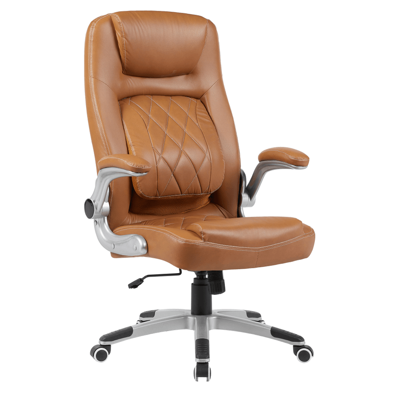 Casa si Gradina - Mobilier - Scaune si fotolii - Scaune - Fotoliu de birou, piele ecologica maro/argintiu, portanta 150 kg, GREKO - Infinity.ro