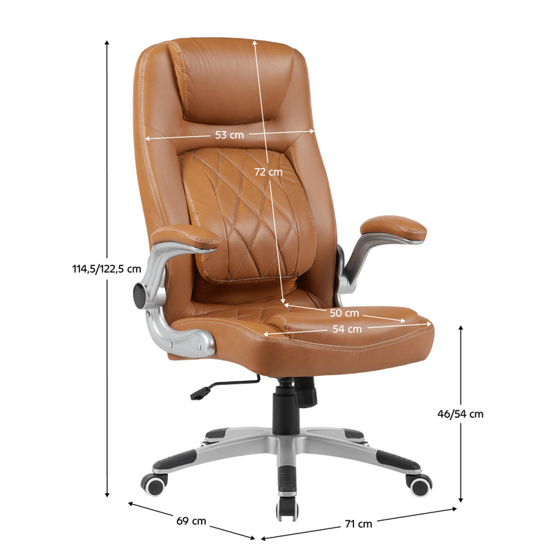 Casa si Gradina - Mobilier - Scaune si fotolii - Scaune - Fotoliu de birou, piele ecologica maro/argintiu, portanta 150 kg, GREKO - Infinity.ro