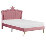 Casa si Gradina - Mobilier - Mobilier copii - Patuturi copii - Pat cu somiera, 140x200, tesatura roz Velvet, RANIA - Infinity.ro