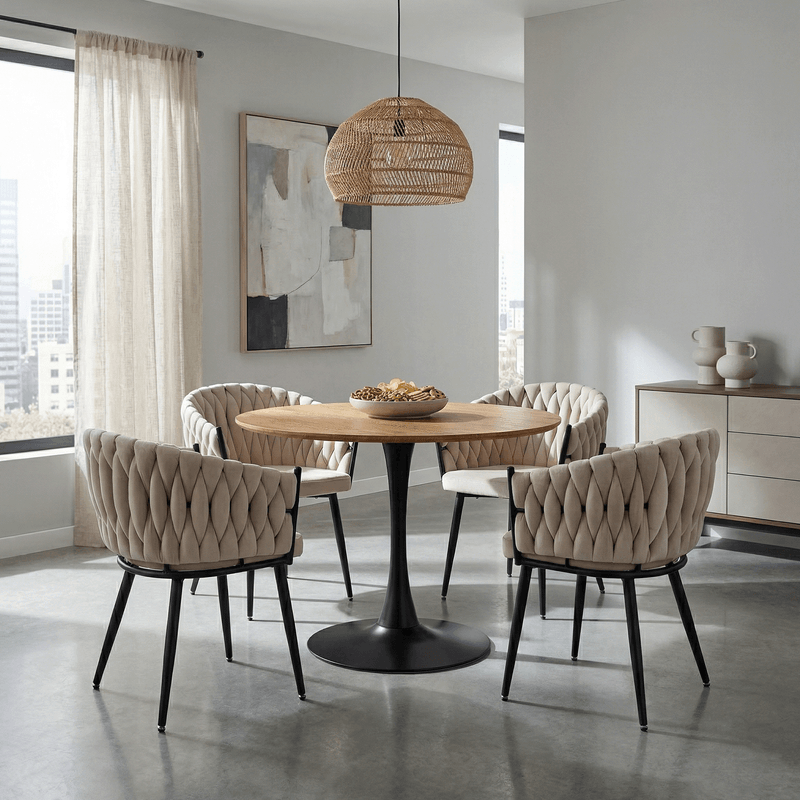 Casa si Gradina - Mobilier - Scaune si fotolii - Scaune - Scaun de bucatarie, bej deschis tesatura velvet/negru, BLER - Infinity.ro