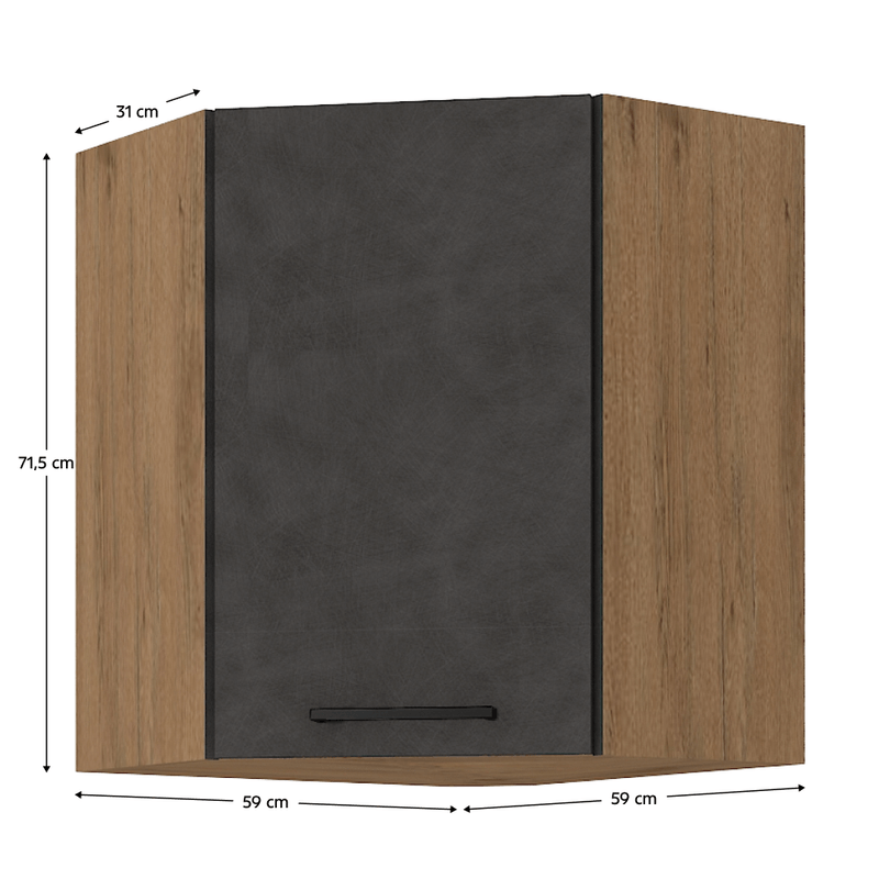 Casa si Gradina - Mobilier - Seturi de mobilier - Seturi bucatarie - Dulap superior, gri mat/stejar lancelot, VEGA 58x58 GN-72 1F - Infinity.ro